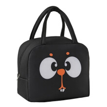 Kids Insulated Lunch Bag 22x14x19cm Black Aluminum Foil Inner Layer Food Drink Cooler Tote