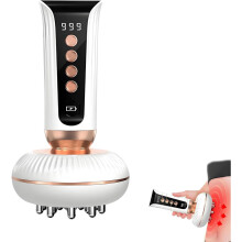 4-i-1 lymfdränagemassageapparat – 20 justerbara nivåer, kroppsformning med smart röstvägledning, rött ljus, värme och massage (vit)