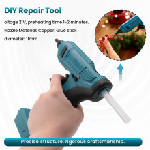 Cordless Hot Melt Glue Gun Portable Rechargeable with 10pc 11mm Glue Sticks DIY Repair Tool for 18V Battery Pin