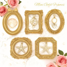 Small Picture Frames, Gold Frames,Vintage Gold Frames,Table Top Decor, Magnetic Picture Frames for Refrigerator,5pcs