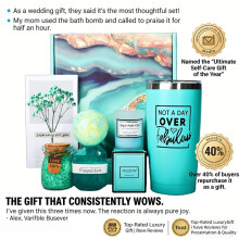 Elegant Teal Spa Gift Set - Bath Gift Set for Women, Includes Bath Bombs, Bath Salts, Insulated Mug, Scented Candle,