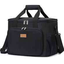 15L Insulated Picnic Lunch Bag PEVA Waterproof Dustproof Easy Clean Black 30x23x23 cm Versatile Thermal Cooler