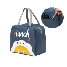 Insulated Food Bag with Aluminum Foil, Dark Blue, 22x23x16cm, Thermal Lunch Cooler Tote for Picnic