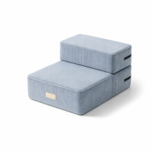 (Grey) 2-Step Foldable Pet Stairs Suitable for Bed & Couch, Soft Foam Dog Steps with Non-Slip Ramp, Washable Cover, Foldable