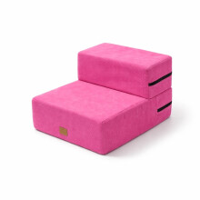 (Rose Red) 2-Step Foldable Pet Stairs Suitable for Bed & Couch, Soft Foam Dog Steps with Non-Slip Ramp, Washable Cover, Foldable