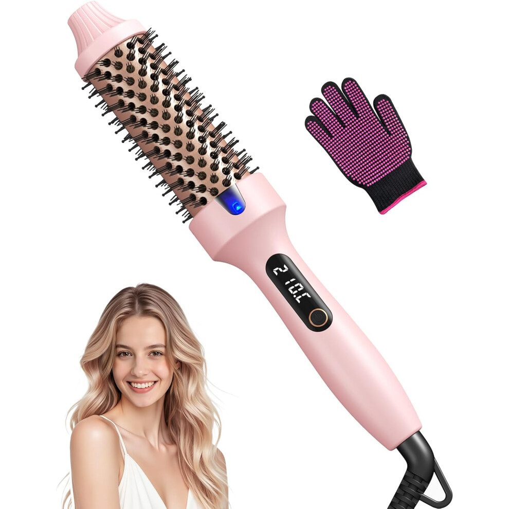 Pink (Pink) Haokoo Thermal Brush For Blowout Volume & Smooth Hair - 38Mm Hot Brush, Ionic Anti-Frizz Heated Brush, 6 Heat Settings, Dual