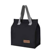 Thermal Insulated Lunch Bag Portable Cooler Picnic Tote Waterproof Leak-Proof Black 25x20x15cm