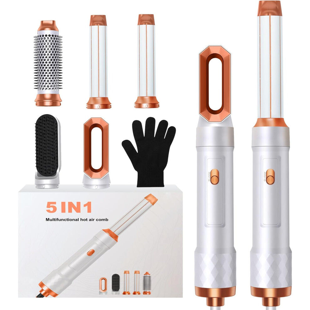 White (Off-) 5 In 1 Hair Styler Airbrush 5 In 1 Multi Styler, Air Styler 5 In 1 With Curl Straighten, Volumise, Smooth And Drying For Styling,