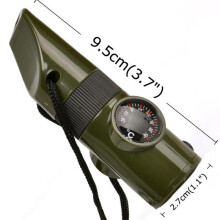 7 in 1 Survival Whistle Compass Thermometer Magnifier LED Flashlight Fire Starter Outdoor Camping Emergency Survival Tools