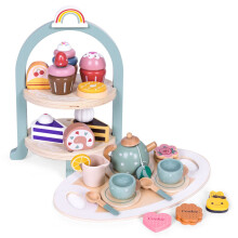 Houten thee- en koffieset voor kinderen, 27-delig speelgoed