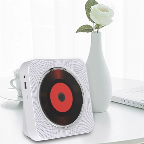 Wireless CD Player Album Player  Speaker Learning Machine Retro Portable Music Machine White US Plug 1