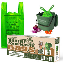 Generation earth | 120pcs - 6L Bags - Tie Handles - OK Compost HOME Certified - Food Waste - Extra