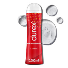 Durex Strawberry Flavoured Lube, 100ml, Water Based Lube, Gluten Free, Condom & Tou Compatible, Non