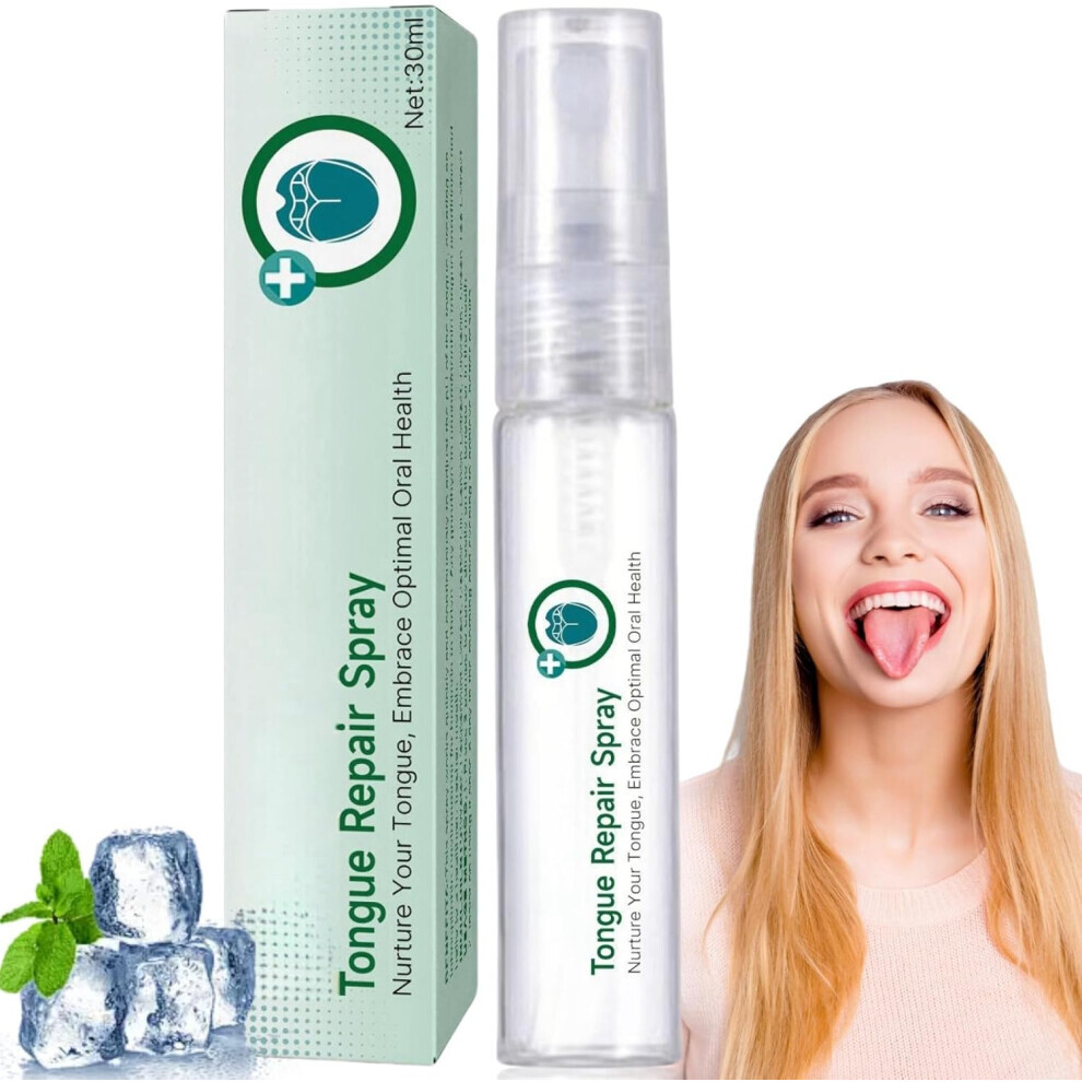 White Tongue Repair Spray For Dryness; Bad Breath,Sore Tongue Relief,Oral Care Spray For Repairing Tongue Coating,Fissured Tongue Relief Spray