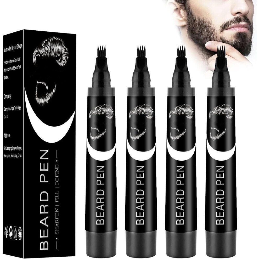 4Pcs Beard Pencil Filler for Men, Easy Waterproof Beard Pen