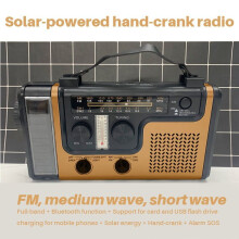 Nödradio med Solcells- och Handvevsladdning AM/FM LED-Ficklampa Powerbank