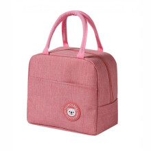 (Pink) Kids Lunch Bag Insulated Leakproof Thermal Cooler Tote Box with Handle and Zipper, Pink, 23x21x13cm