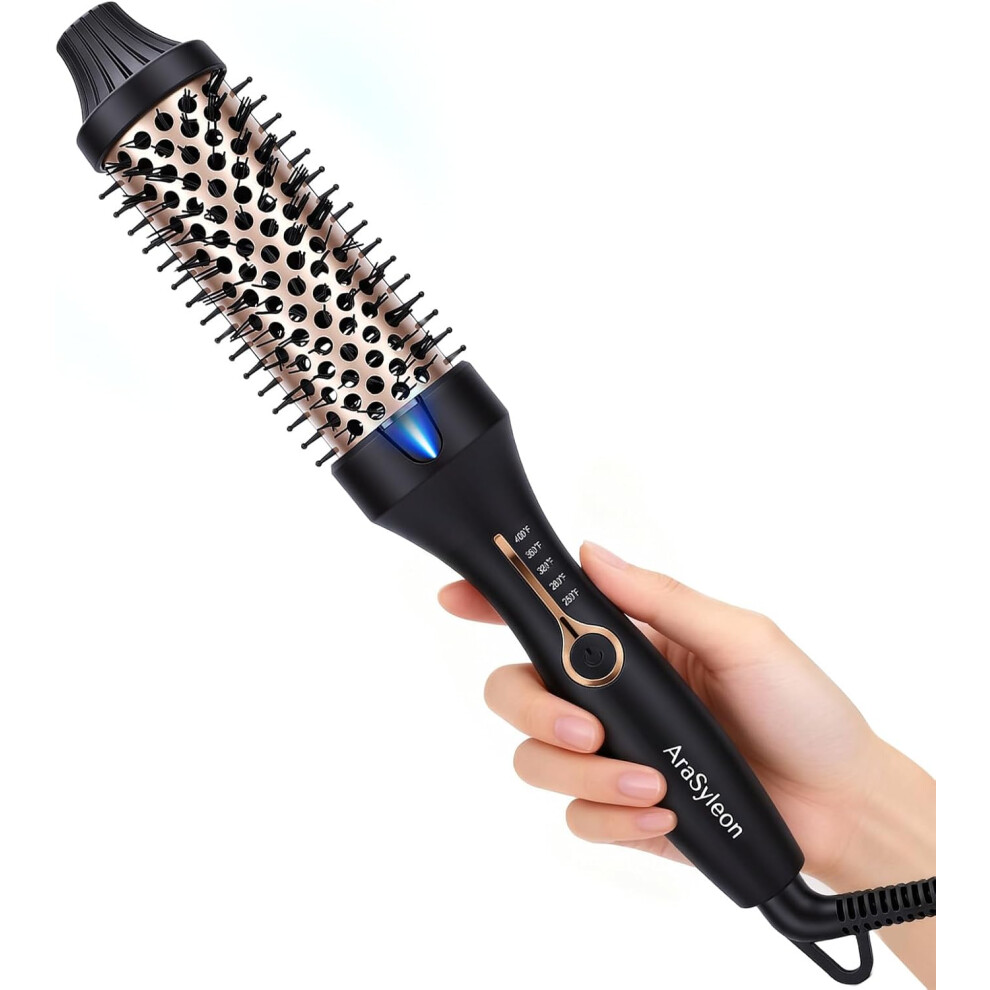 Heated Hot Brush, 38mm Thermal Hair Brush Blowout for Bouncy Curls Styling, Smooth-Frizz Ionic Tech, Fast Heating 5 Temp Settings(