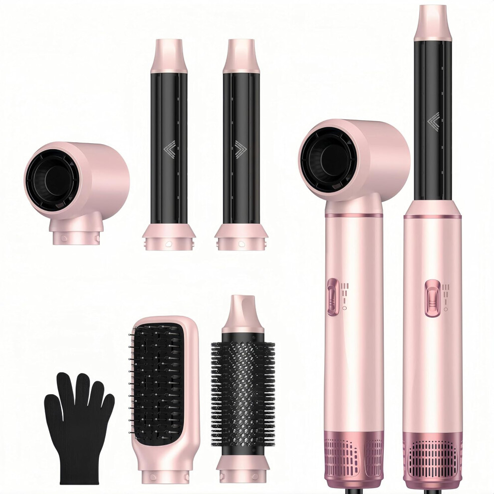 Pink (Pink) 5 In 1 Air Styler Hair Dryer Brush With Rotatable Blow Dryer [60,000 Rpm] Air Curlers Volumizer Straightening Brush Hairdryer