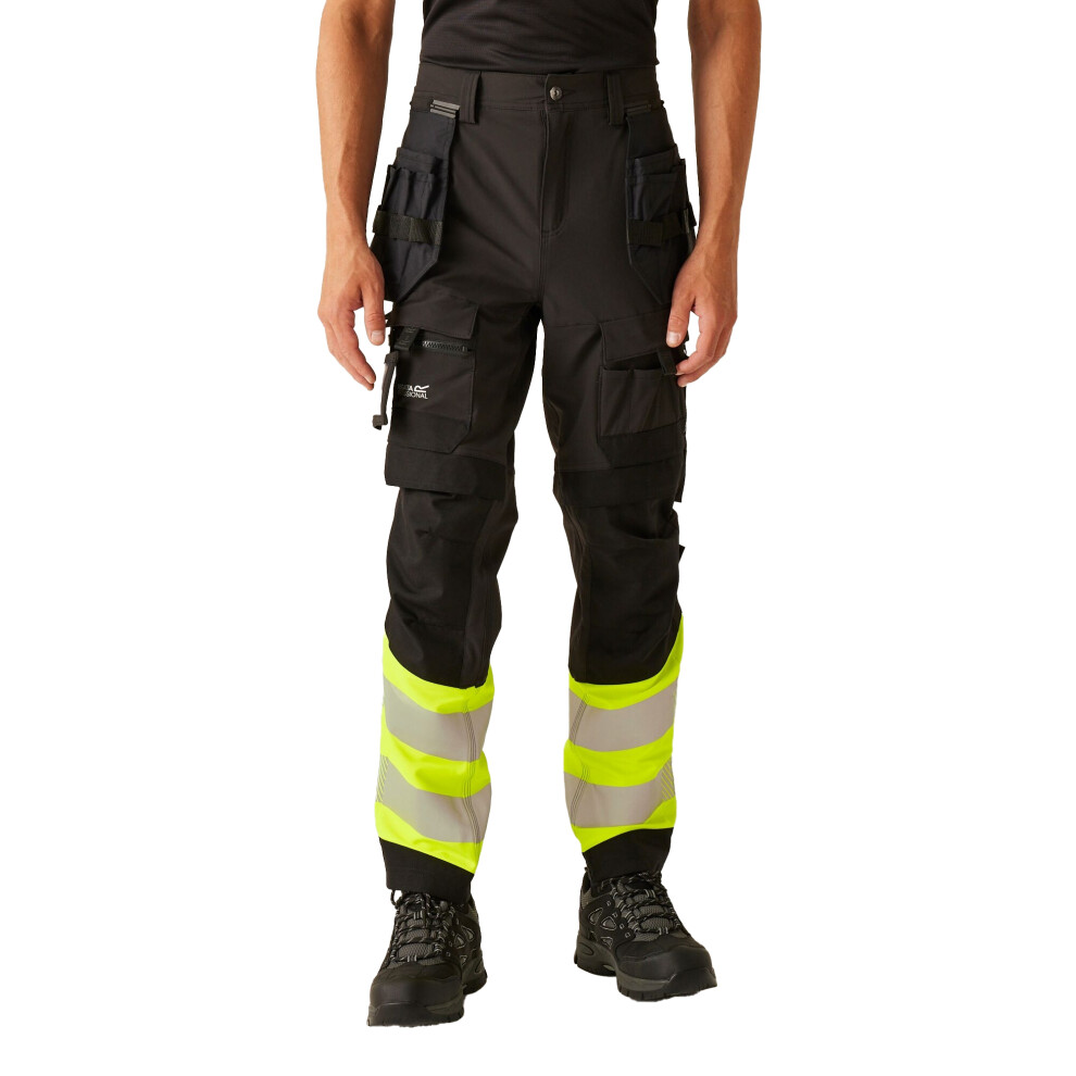 (44S, Black/Yellow) Regatta Professional Unisex Adult High-Vis Work Trousers 5063806041016