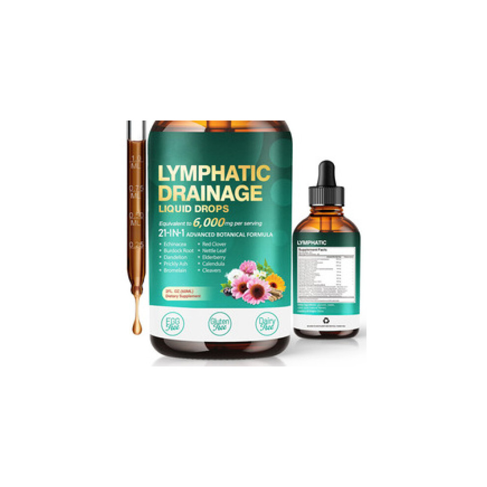 Lymphatic Drainage Drops 2 FL OZ, Lymphatic Drainage Drops, Support Supplement with Echinacea, Dandelion, Elderberry, Cleavers, Astragalus, Burdock