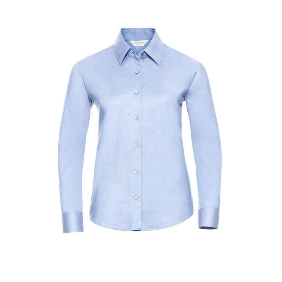 Russell (Xxl, Oxford ) Womens/Ladies Oxford Easy-Care Long-Sleeved Shirt Blue