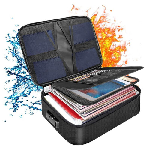 Fireproof Waterproof Document Bag with Lock,Portable Waterproof Document Organizer for Important File Travel Storage Box 1