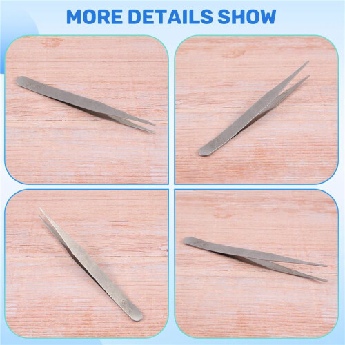Fine Point Silver Tone Pointy Straight Tweezers 4 1/2" 2