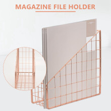 Rose Gold Electroplated Iron Book Holder Desktop Shelf File Magazine Book Stand Office Home Stationery Organizer Holder