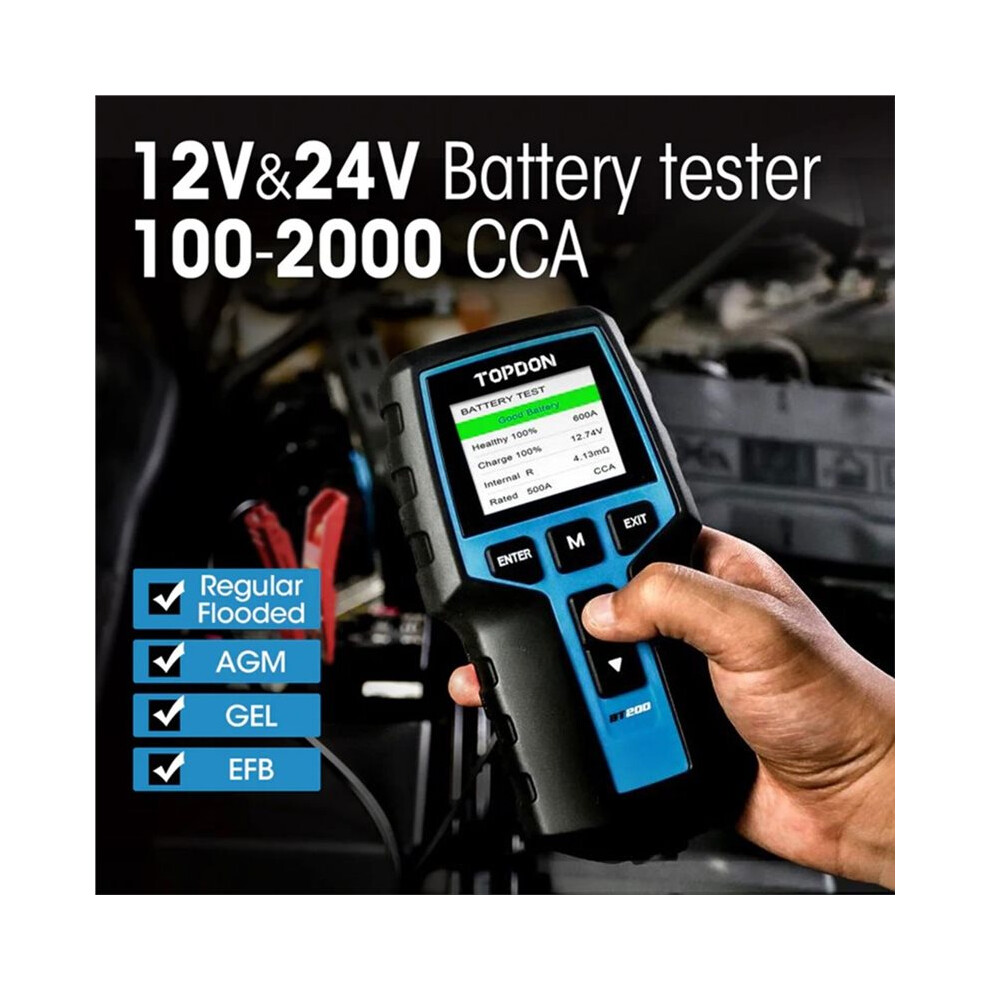 Topdon Bt200 12V 24V Car Battery Tester Battery Load Tester Battery Analyzer Car Truck Repair Auto Diagnostic Battery 4712902397510