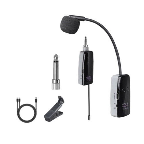 1 Channel UHF Wireless Saxophone Microphone System Clip- Instrument Mic for Performance Practice Recording