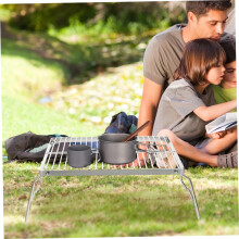 Stainless Steel Outdoor Grill Grate Racks Folding Camping Barbecue Shelf Easy Install Camping Stove Stand