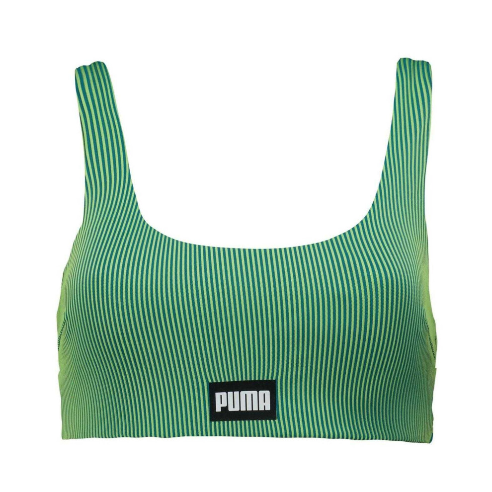 Photos - Swimwear Puma   Womens/Ladies Stripe Scoop Neck Bikini Top (14 UK, Green)