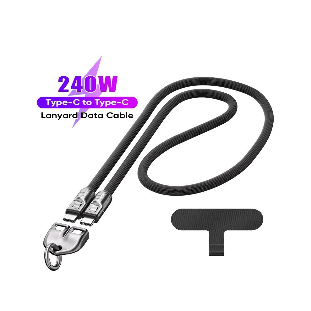 ( 1.2M) Usb Cable Charger Cable Wearable Bracelet Lanyard Fast Charging Type C To Type C Black 4069369559327