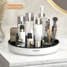 Rotating cosmetic organizer with non-slip tray
