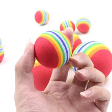 (3.5cm 3pcs) 3Pcs/Set Cute Small Pet Rainbow Ball Cat Foam Toy Cotton Ball Dog Molar Colorful Toy Ball Pet Supplies Dog Toys Tools