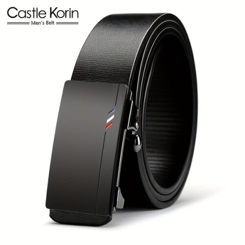 Leather automatic men's belt