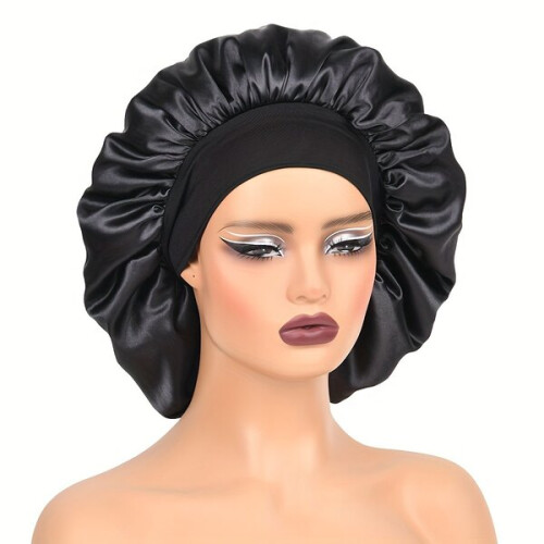Satin sleep cap with wide band