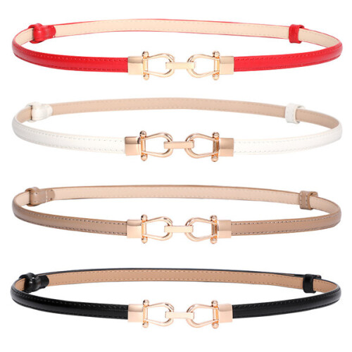 Double leather belts for women