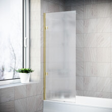 Nes Home 800mm Fluted Bath Screen, Easy Clean Brushed Brass Aluminium and Parts