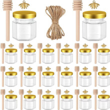 Zeshoekige mini-honingpotjes van glas