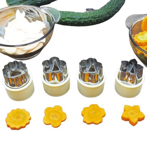 Edelstahl-Formenset für Gemüse und Obst.