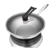 Double-sided stainless steel wok pan