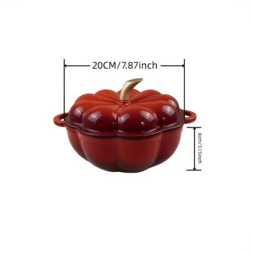 Red Pumpkin Cast Iron Casserole