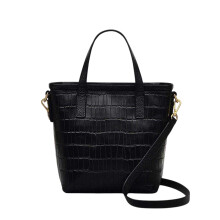 (One Size, Black) Radley Brompton Croc Leather Trim Handbag