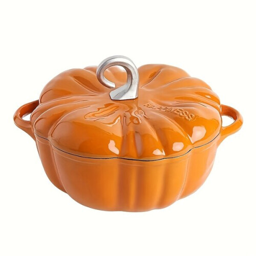 Multifunctional pumpkin-shaped cast iron soup pot.