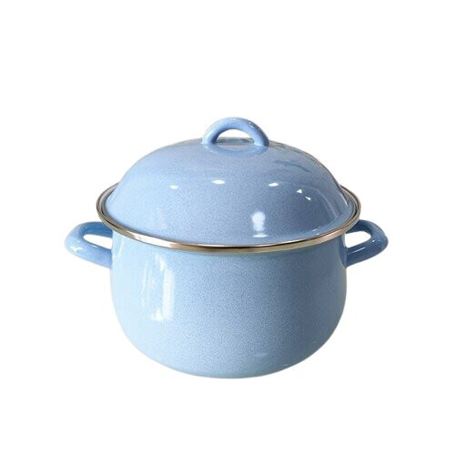 Enameled porcelain pot with lid
