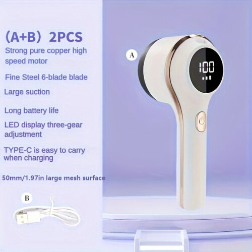 set, electric lint remover, USB charging, LED screen