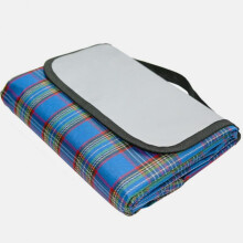 Armo Extra Large Tartan Picnic Blanket with Carrying Handle Waterproof Beach Garden Outdoor Washable Picnic Camping Blanket 200 x 147cm (Blue)