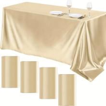 Champagnekleurig rechthoekig polyester tafelkleed - elegante satijnweefsel